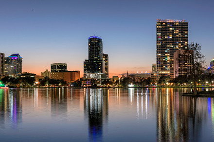 Orlando city skyline at night, an Architecture Photo by Lucky Photographer