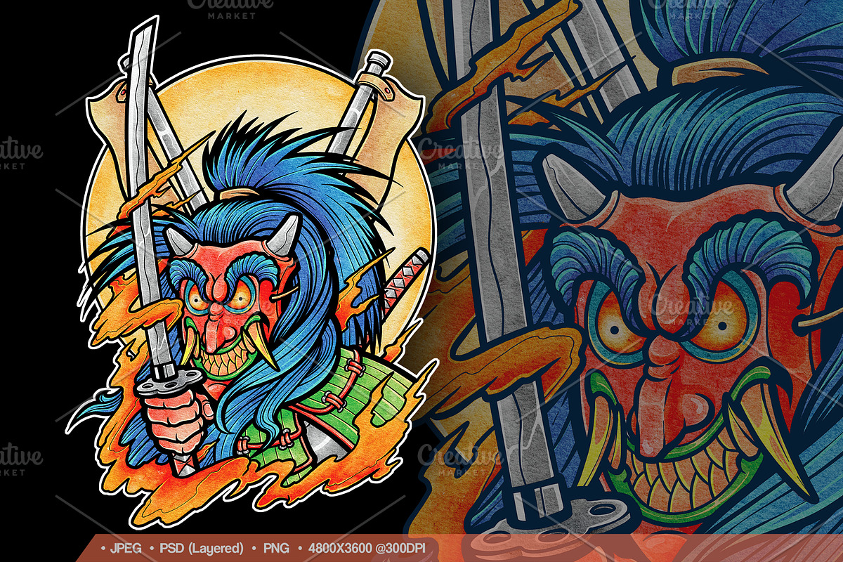 Watercolor Heroes & Demon Part 01, an Illustration by NStudio (Photo 4 of 5)