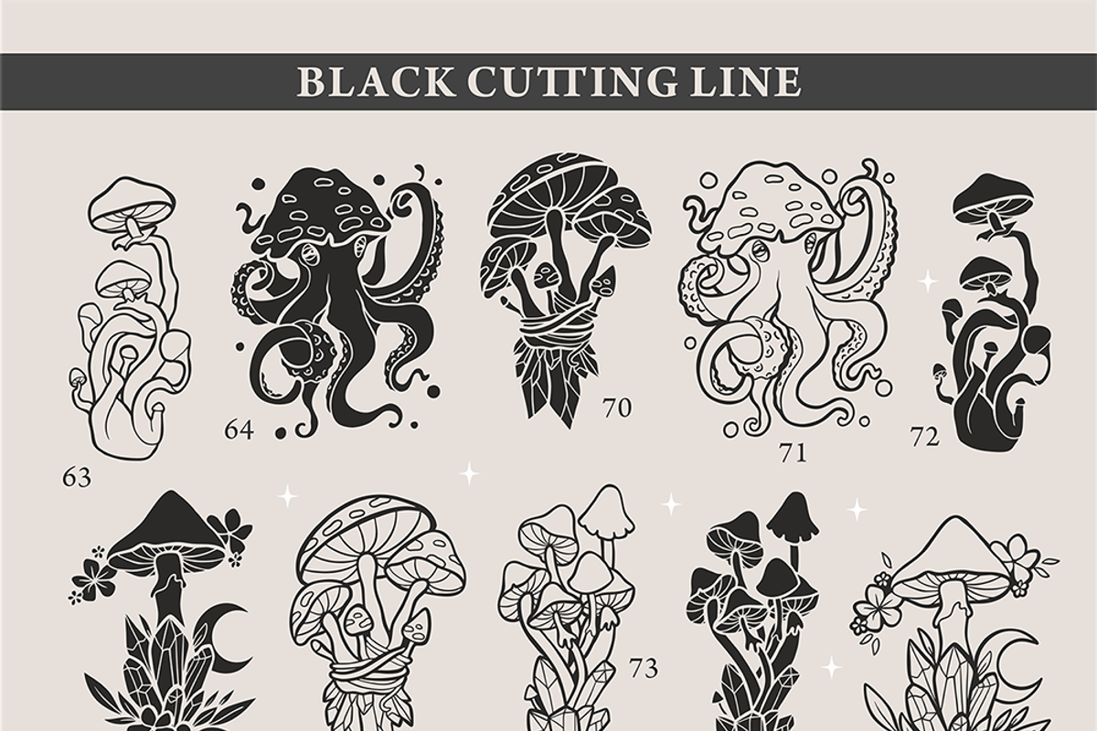 Mushrooms and skulls silhouette cutt, an Illustration by Siriliadka Dreams (Photo 8 of 9)