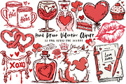 Hand Drawn Valentine Clipart, an Illustration by OK Design (Thumbnail 1 of 6)