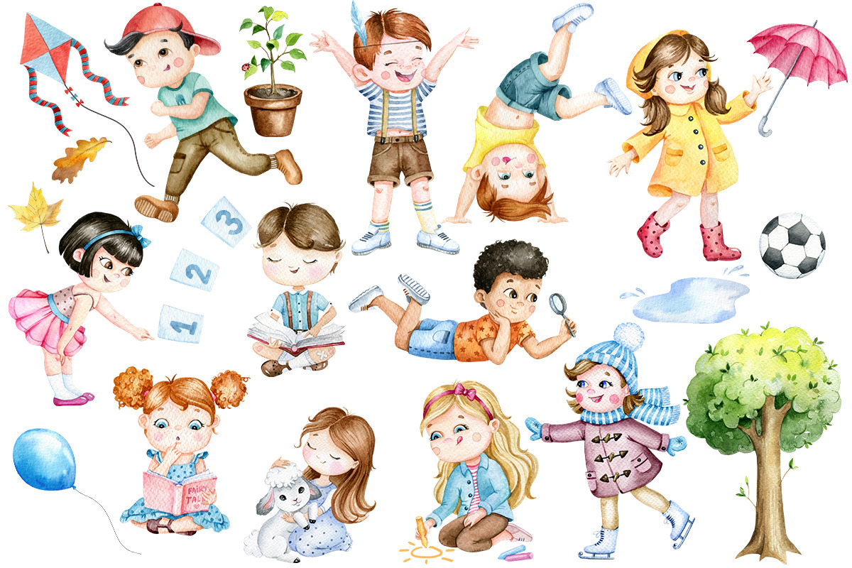 Happy Kids,Primary school Clipart, an Education Illustration by SimpleWishesArt (Photo 2 of 8)