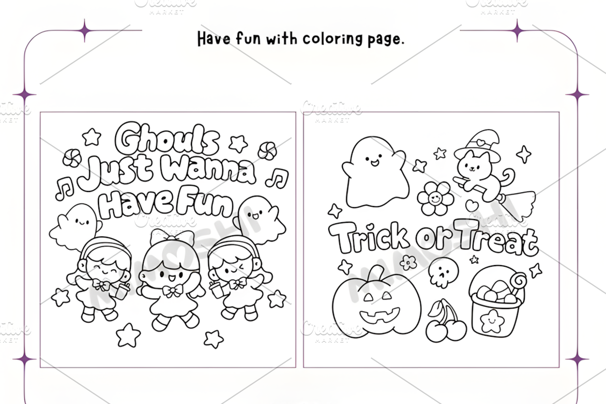 Halloween Quote Coloring Pages, a Seasonal Illustration by Coco Bloom (Photo 2 of 4)