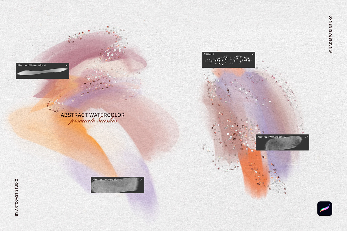 Procreate Abstract Watercolor Tools, a Brush Add-On by Spasibenko Art (Photo 7 of 8)