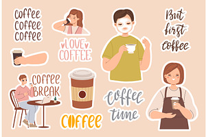 Coffee stickers design. Morning, a Food Illustration by Valerie Bodnar