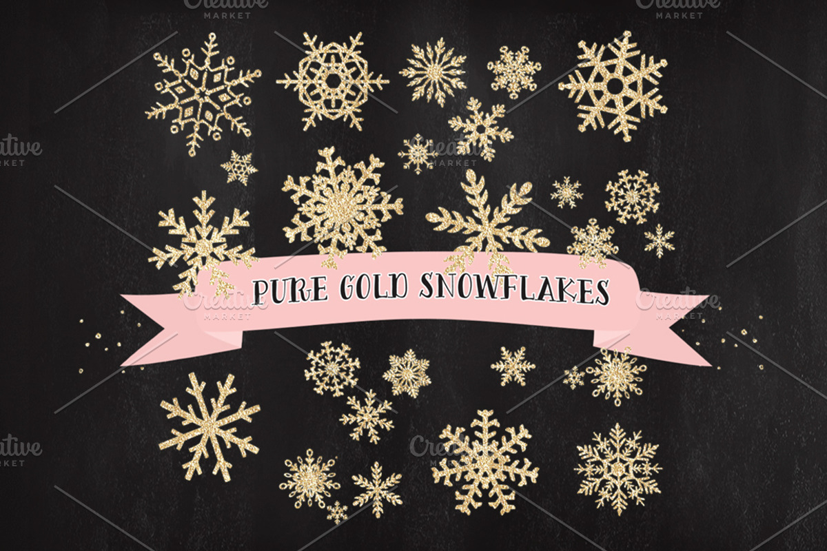 Snowflakes - gold christmas clipart