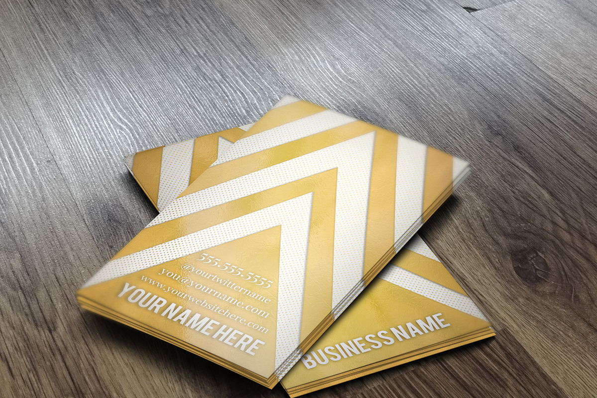 Gold Chevron Business Card, a Business Card Template by Dream in Color Studio