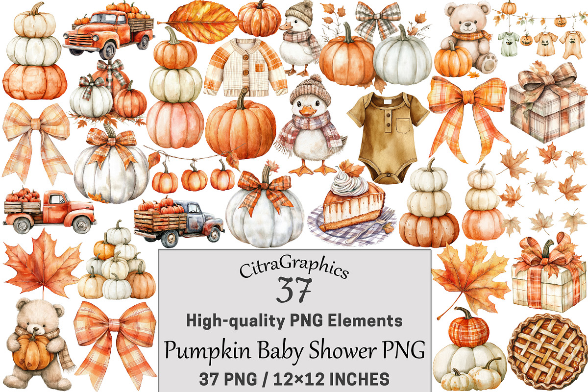 Pumpkin Baby Shower PNG, a Seasonal Illustration by CitraGraphics (Photo 1 of 4)