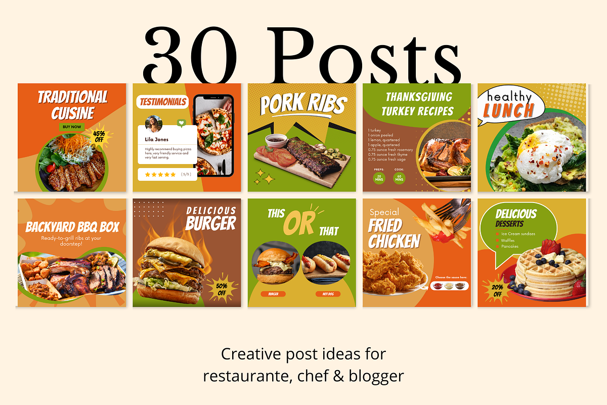 Food Instagram Templates for Canva, a Social Media Template by Sakura Digitals (Photo 3 of 8)