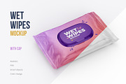 Wet Wipes with Cap Mockup angled, a Cups & Container Mockup by easymock (Thumbnail 1 of 8)