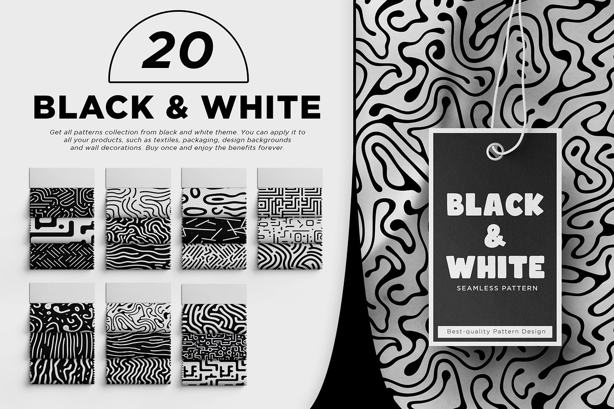 Black And White Pattern Bundles, a Pattern Graphic by Vibrand Studio (Photo 1 of 11)