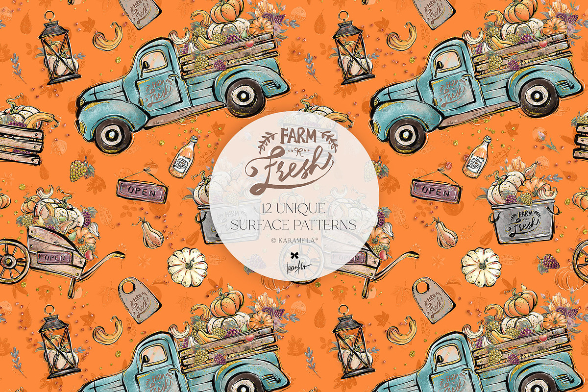 Fall Farm Market Seamless Patterns, a Pattern Graphic by KaramfilaS (Photo 7 of 17)