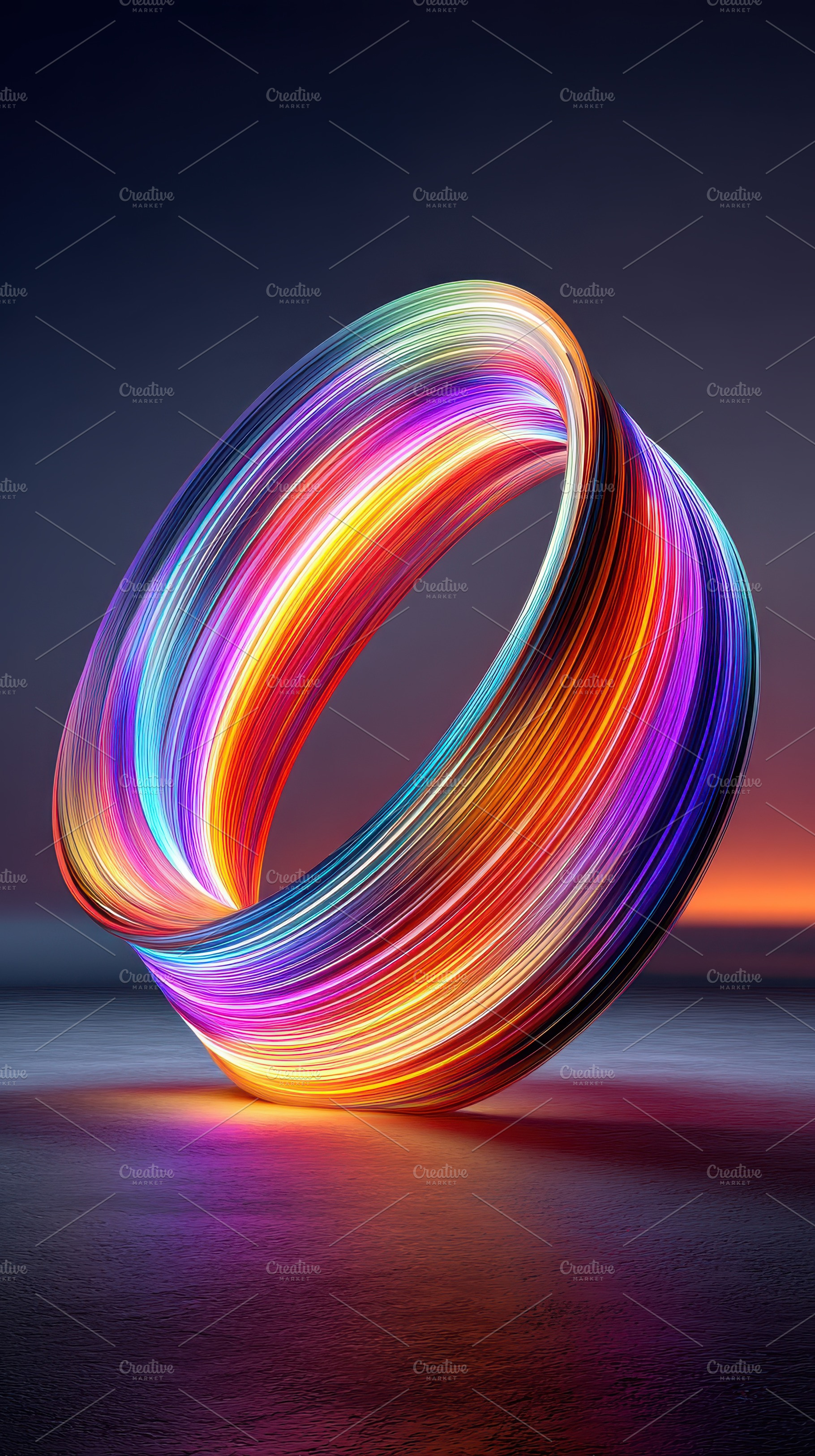 Vibrant Rainbow Ring Abstract Art Ne, an Abstract Photo by Pixeness Studio