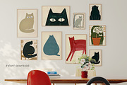 Cats, printable illustrations, an Animal Illustration by MixedArt (Thumbnail 7 of 12)