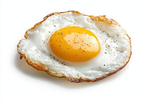 Perfectly fried egg with runny yolk, a Photo by Pavel_design