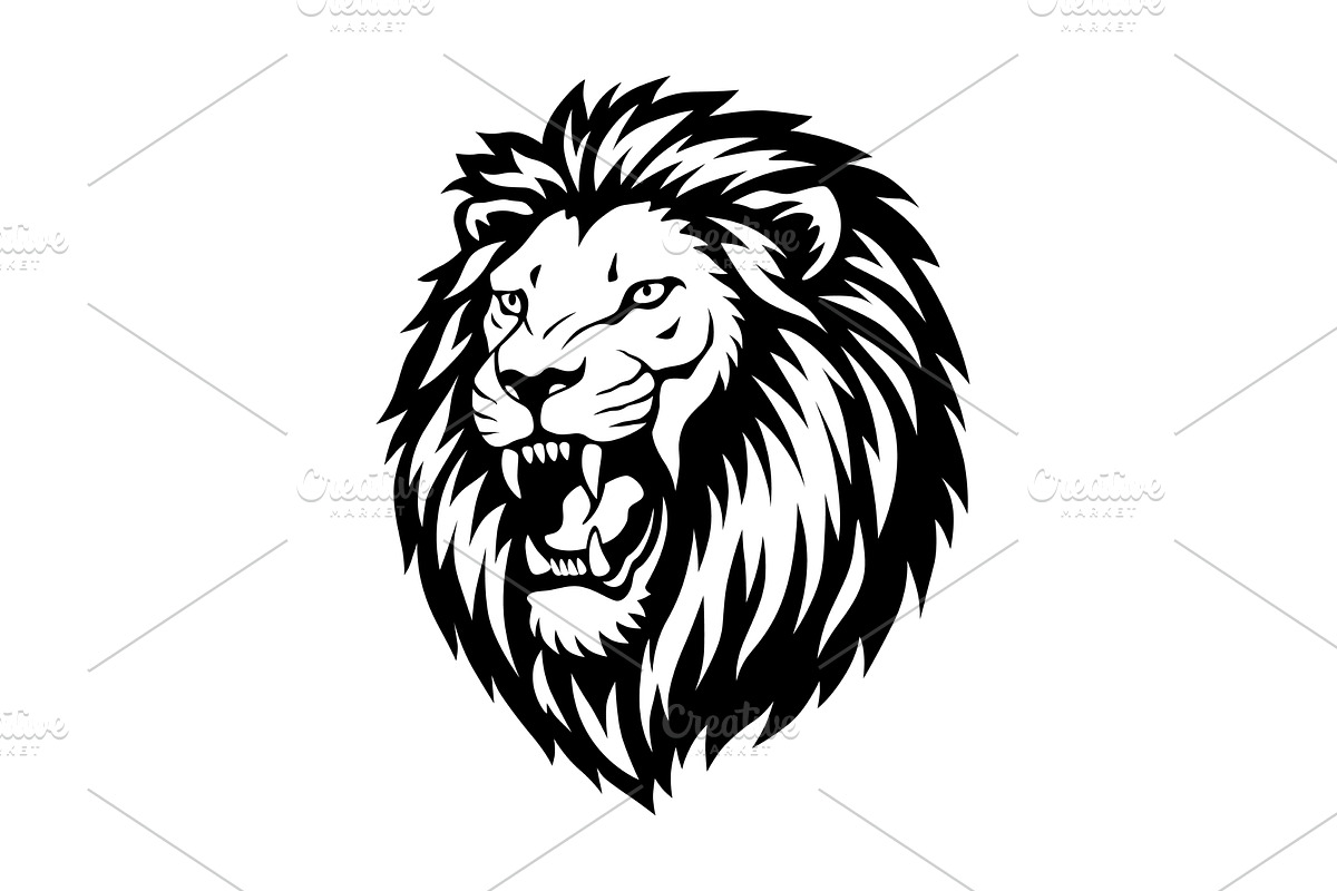 Angry roaring lion head icon, an Object Illustration by Things for designers