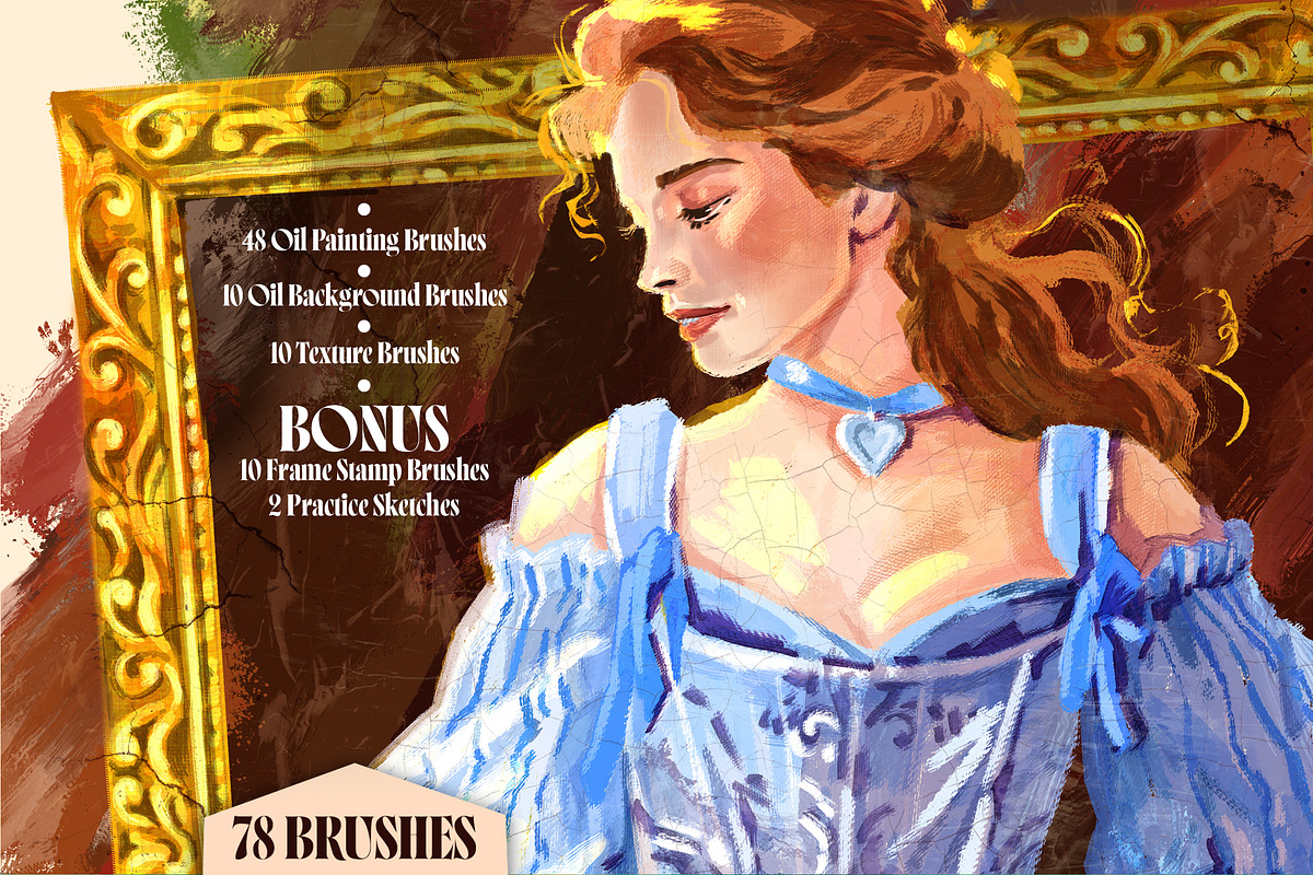 PROCREATE VINTAGE OIL PAINTING KIT, a Brush Add-On by AlexandraArt (Photo 2 of 9)