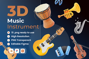 Music Intrumental 3D Illustration