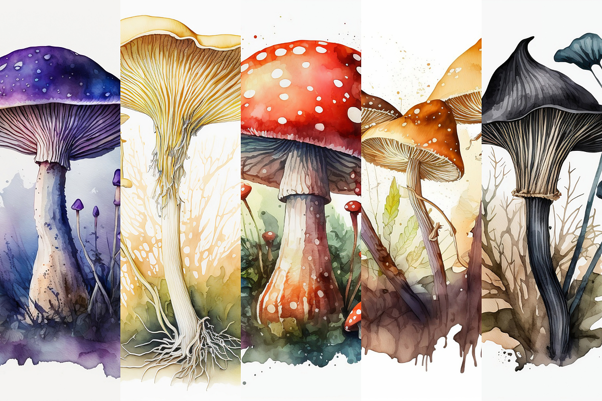 Watercolor Mushrooms Collection, a Decorative Illustration by Cam' Studio (Photo 7 of 10)
