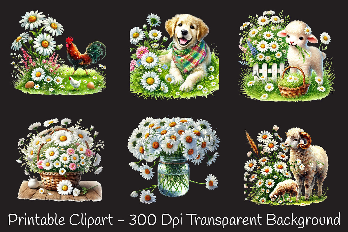 Spring daisy farm clipart, an Illustration by RobertsArt (Photo 2 of 7)