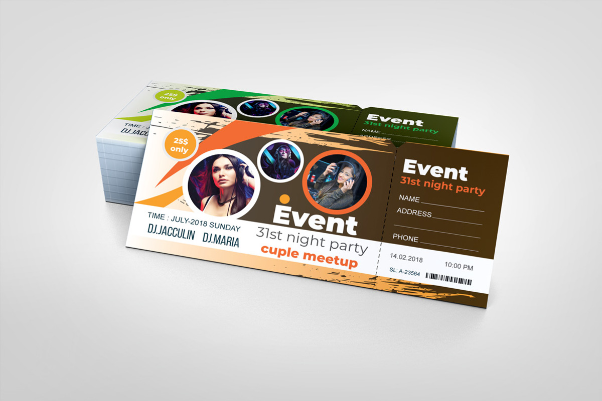 Concert Event Ticket Template, a Card Template by BrandlyTemplate (Photo 2 of 3)