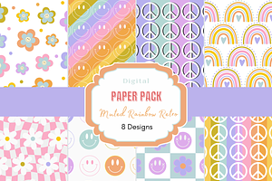 Muted Rainbow Retro Pattern