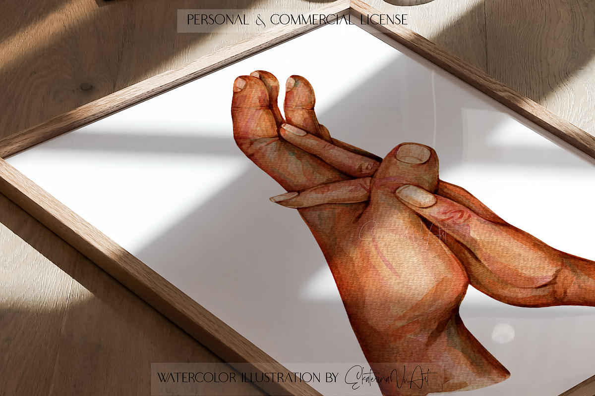 Watercolor Hands of Lovers Print, a Person Illustration by EkaterinaViArt (Photo 7 of 7)