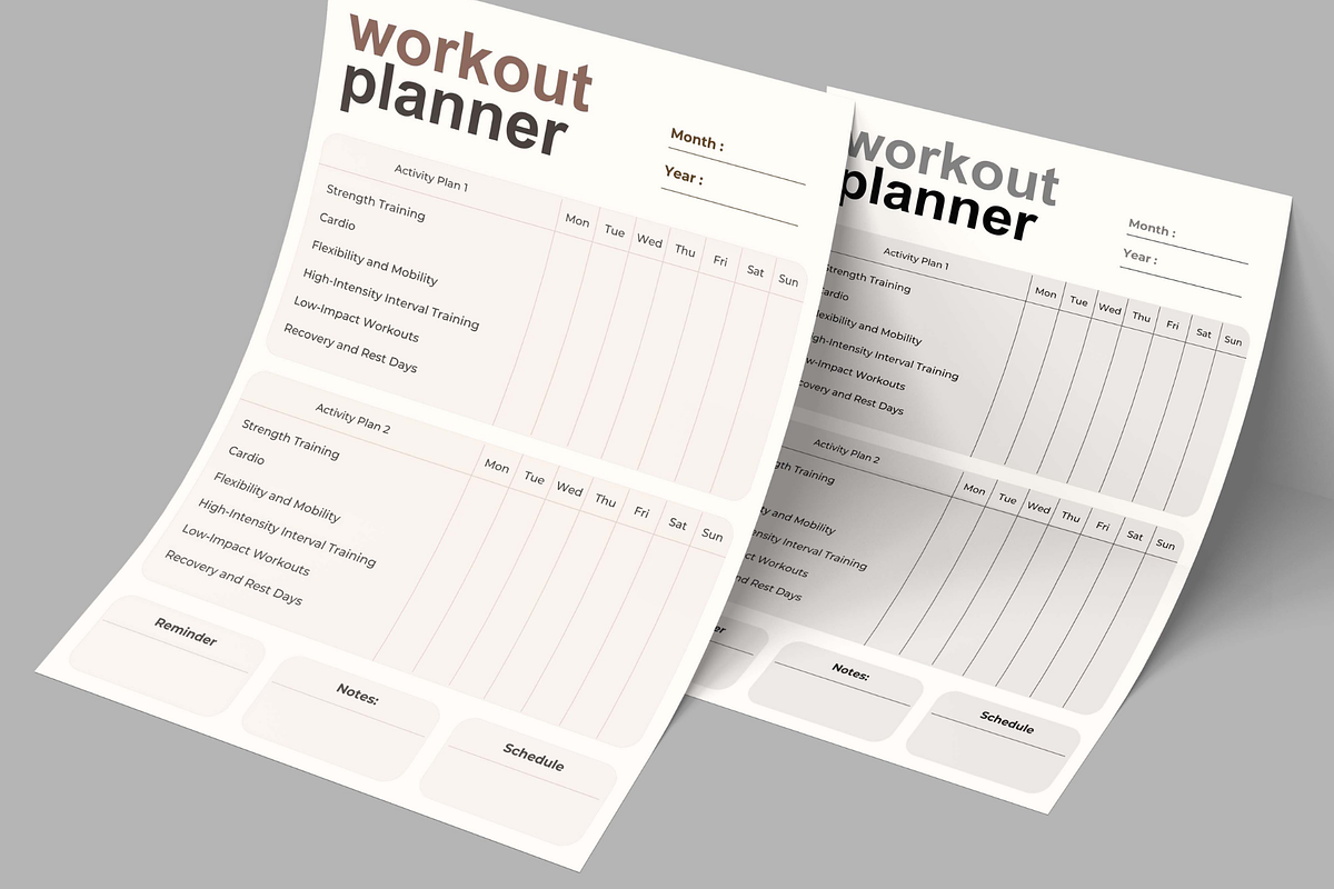 Weekly Workout Planner Template, a Marketing Template by CubicSpace (Photo 3 of 4)