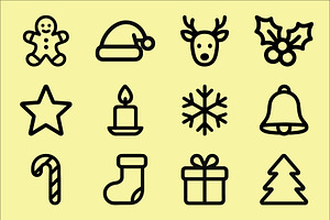 Christmas Holiday Vector Icons, an Outline Icon by Vectorium Studio