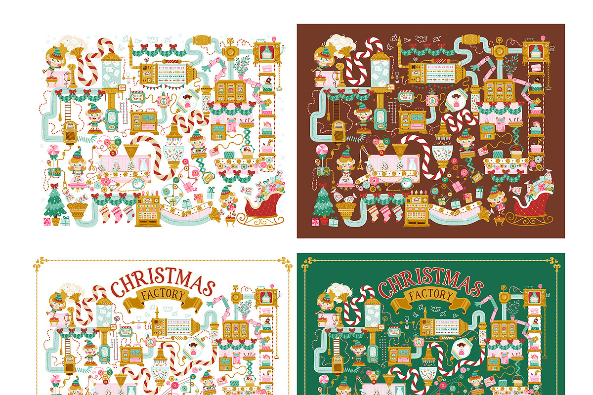 Christmas Elf Factory Vector Kit, a Seasonal Illustration by Svitlana Kharchuk (Photo 3 of 13)