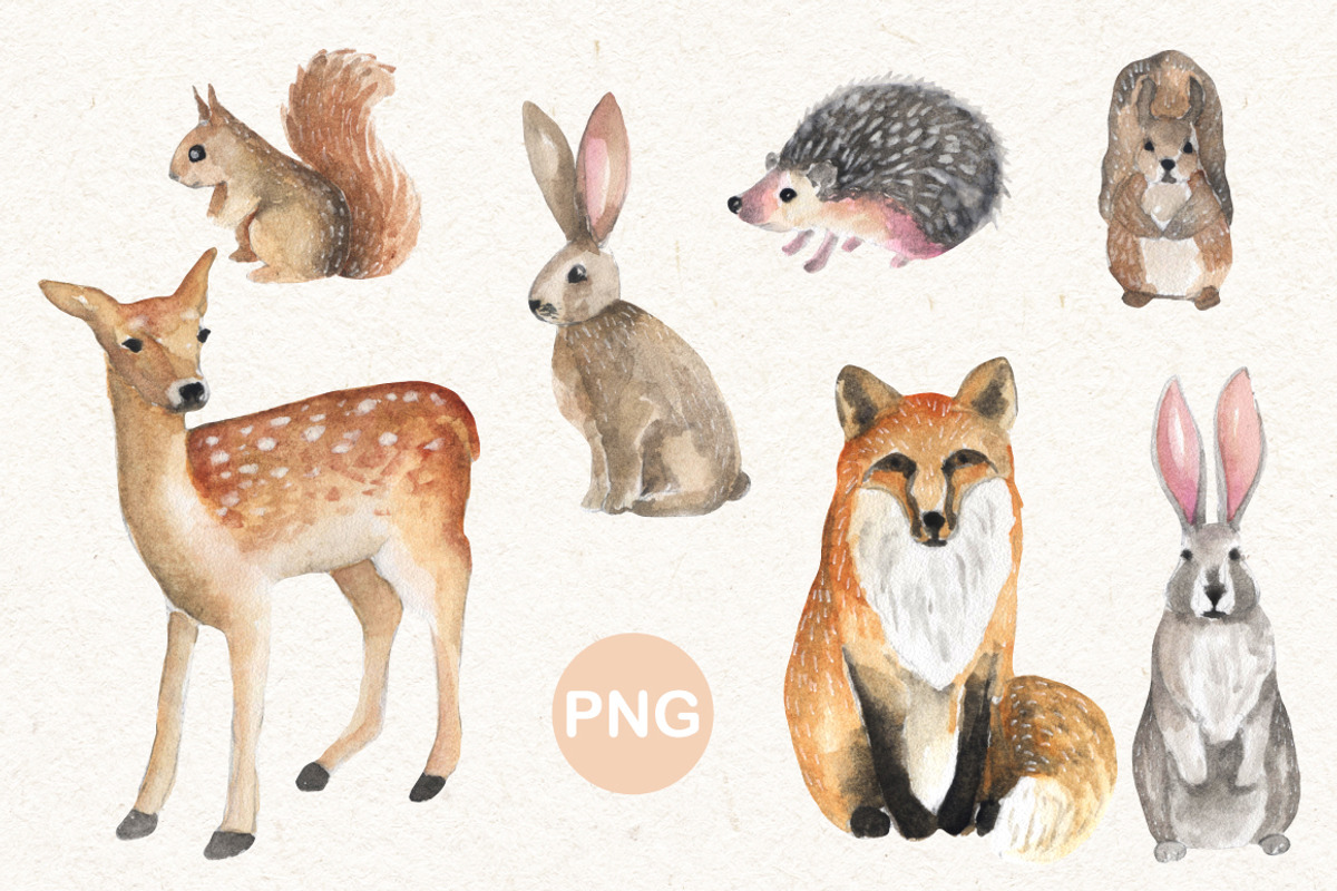 Watercolor animals, an Object Graphic by JuliaBadeeva (Photo 3 of 12)