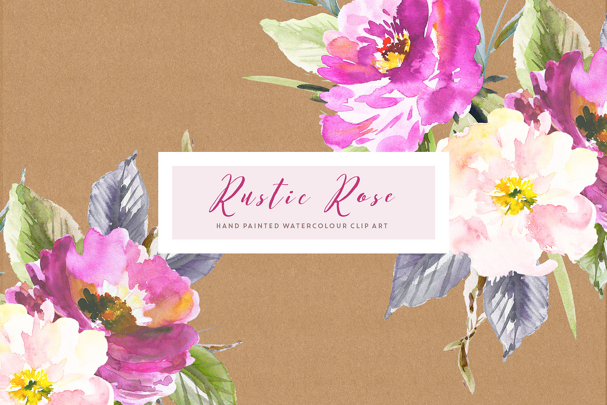 Rustic Rose Watercolour Clip Art, an Illustration by Create The Cut