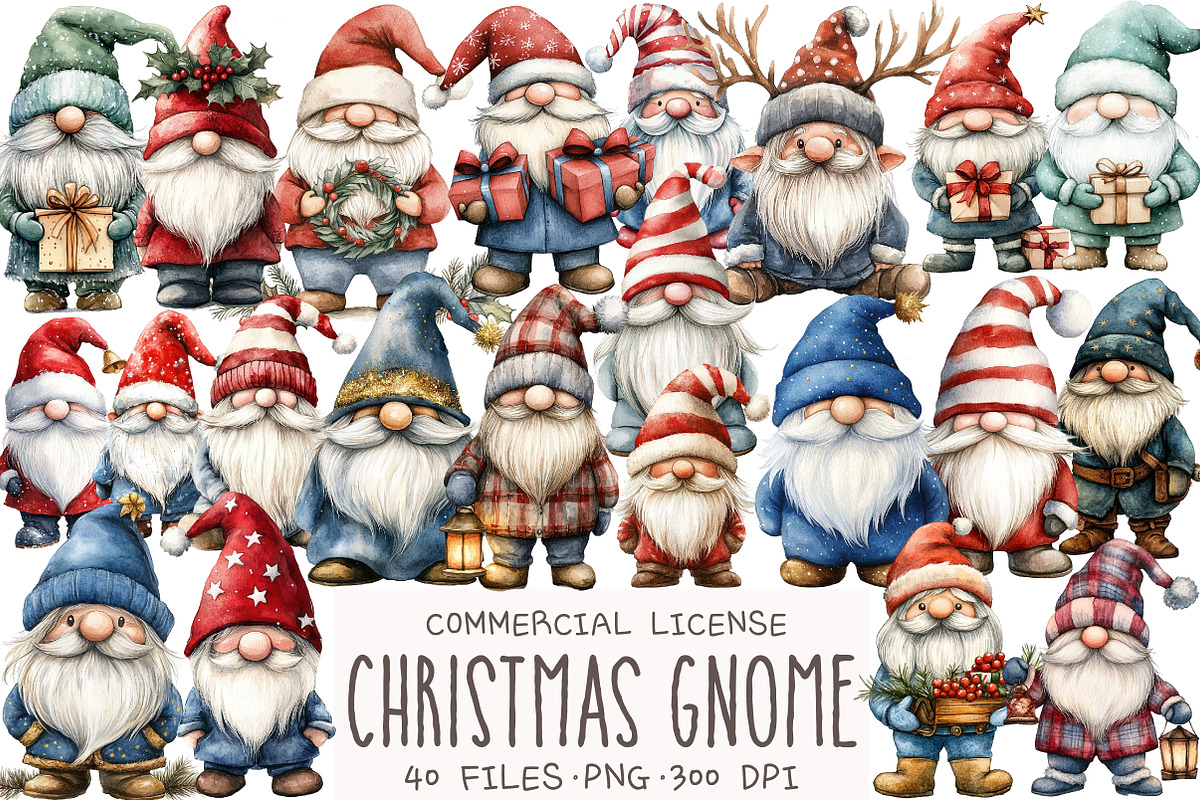 Christmas Gnome Clipart, an Illustration by OK Design (Photo 1 of 5)