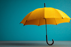 Bright yellow umbrella with water, a Background Photo by MistyDay