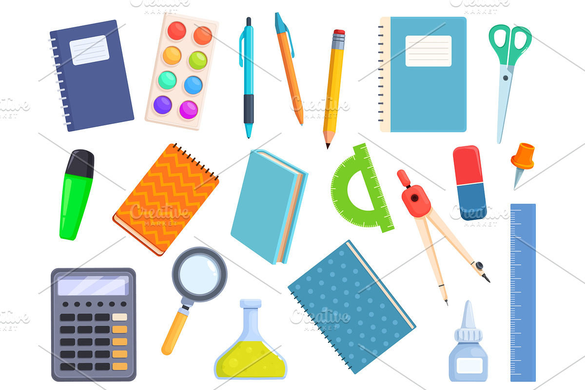 Bright cartoon school elements, an Education Illustration by Valerie Bodnar
