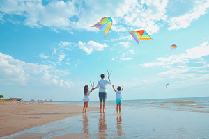 Father and children joyfully playing, a Photo by Pavel_design