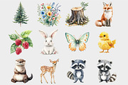 Cute Woodland Animal Clipart, a Seasonal Illustration by Design Market (Thumbnail 4 of 5)
