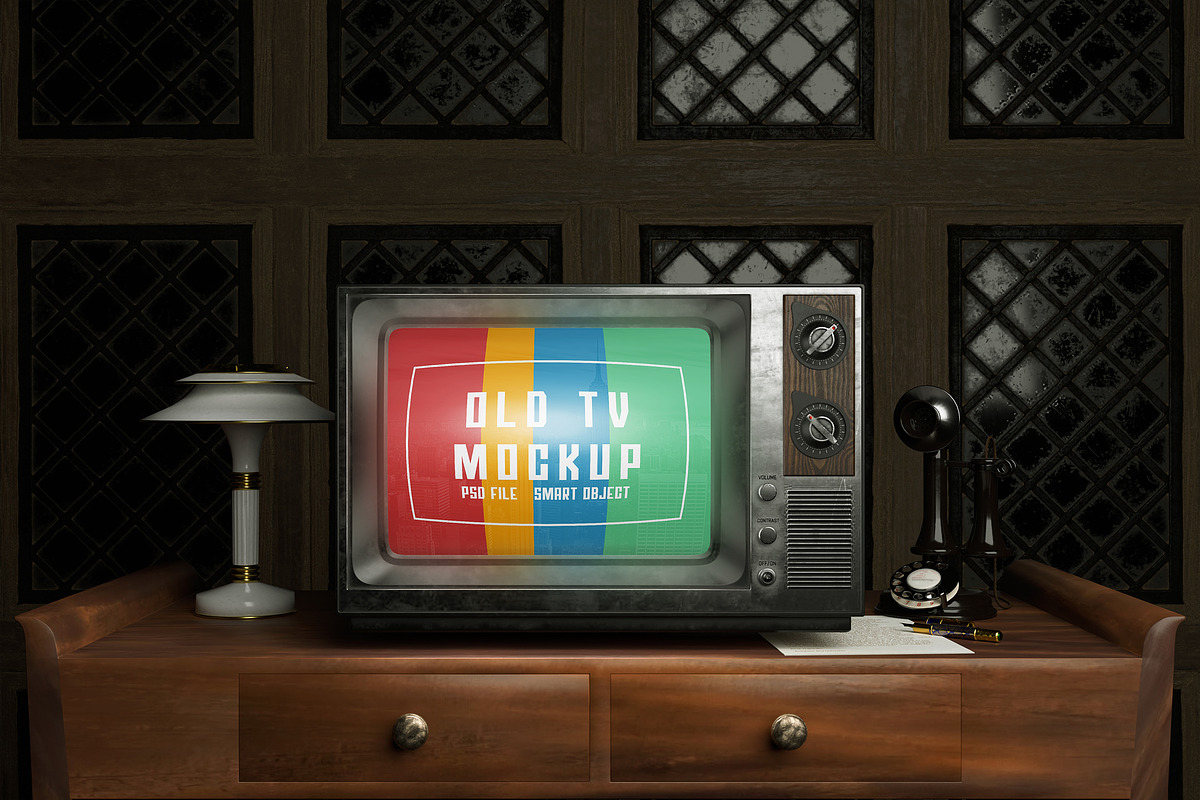 Retro Old Tv Mockup, a Wearable Device Mockup by Artlogs x Modaldesain (Photo 1 of 3)