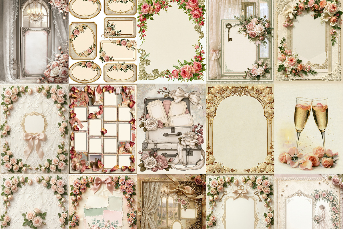 59 Vintage Rose Wedding Journal Kit, a Pattern Graphic by LA Design (Photo 3 of 10)