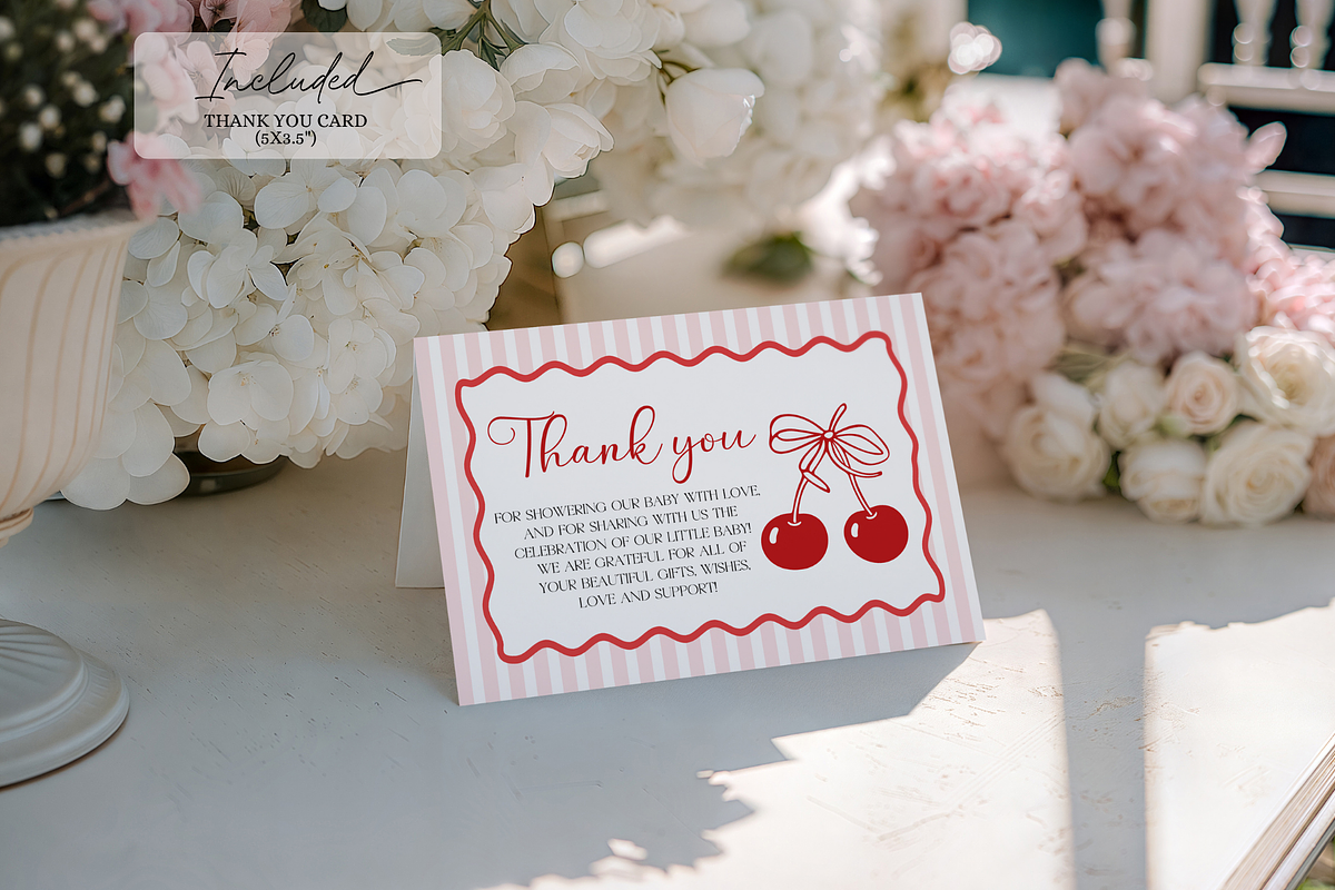 Cherry Baby Shower Invitation Bundle, an Invitation Template by VeliusCreativeStudio (Photo 5 of 7)