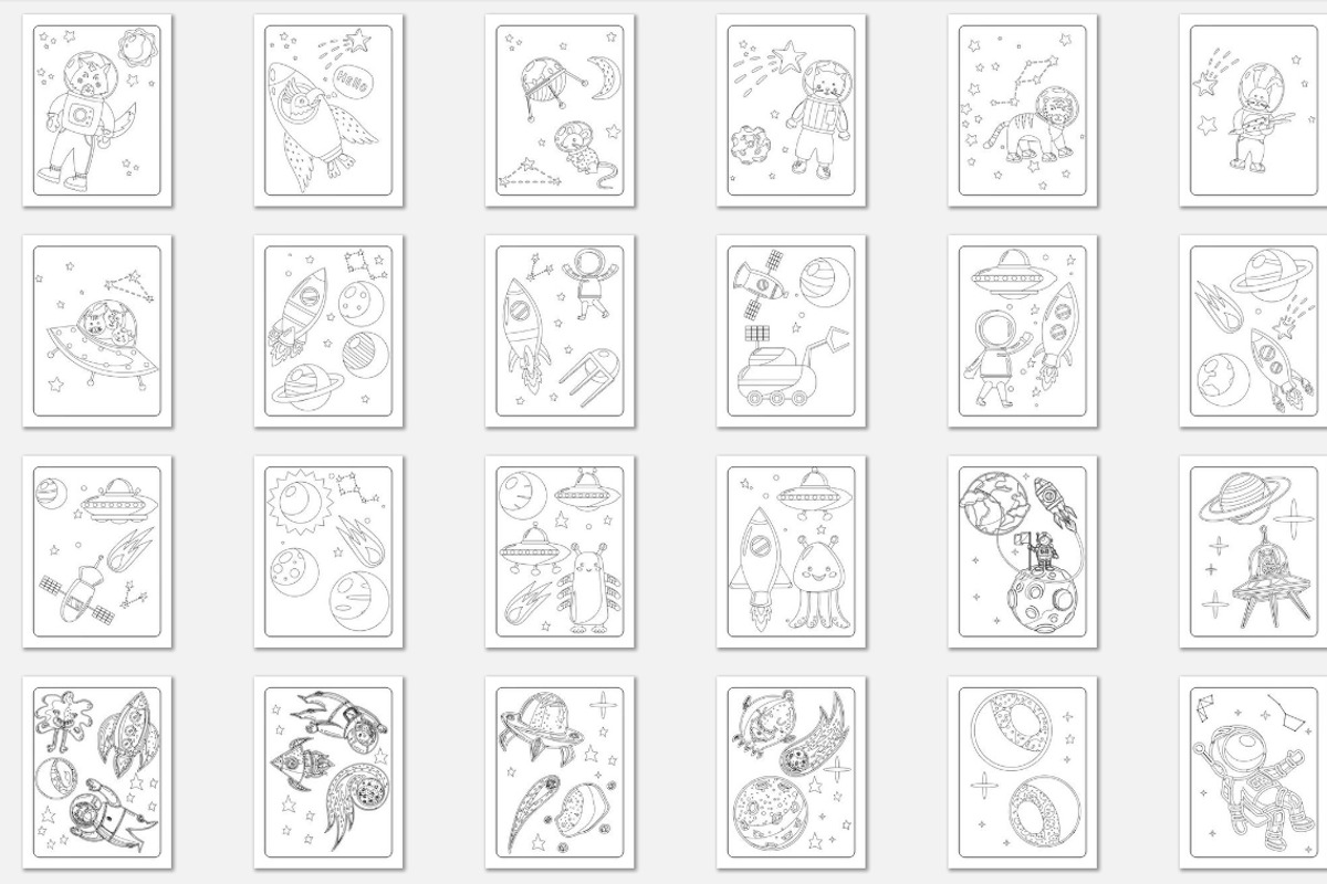 215 Vector Space Coloring Pages, an Illustration by Blue Digital Studio (Photo 4 of 5)