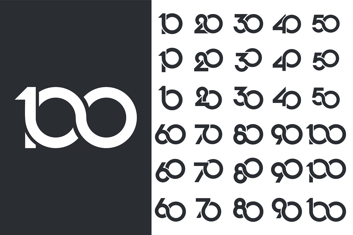 number 10 to 100 logo design, a Branding & Logo Template by BARONSTD (Photo 2 of 3)