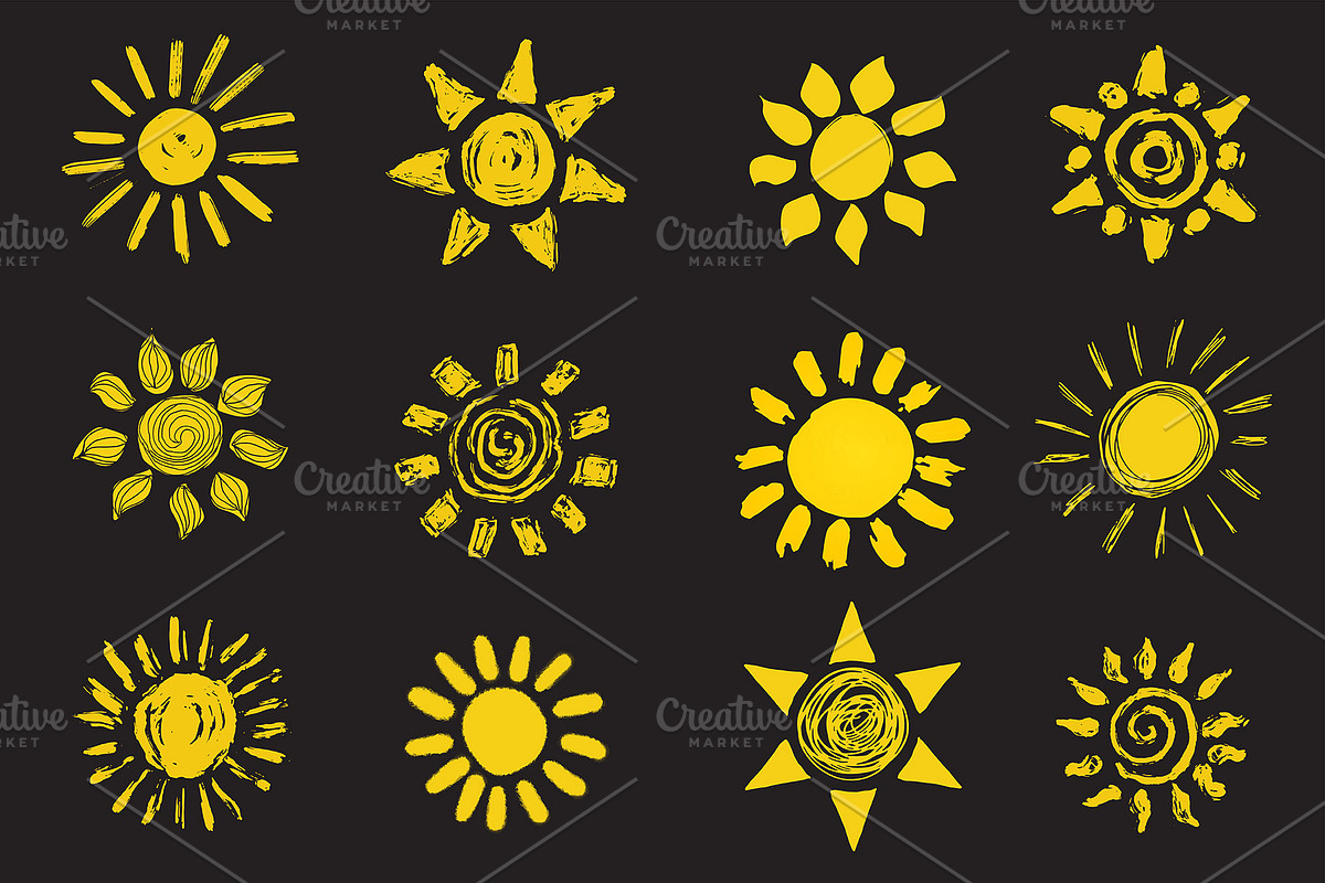 Doodle sun icons set #2, an Icon by mcherevan (Photo 2 of 2)