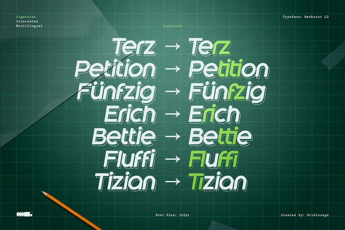 Neokurat LD - Geometric Display Font, a Sans Serif Font by Gridlounge (Photo 10 of 11)