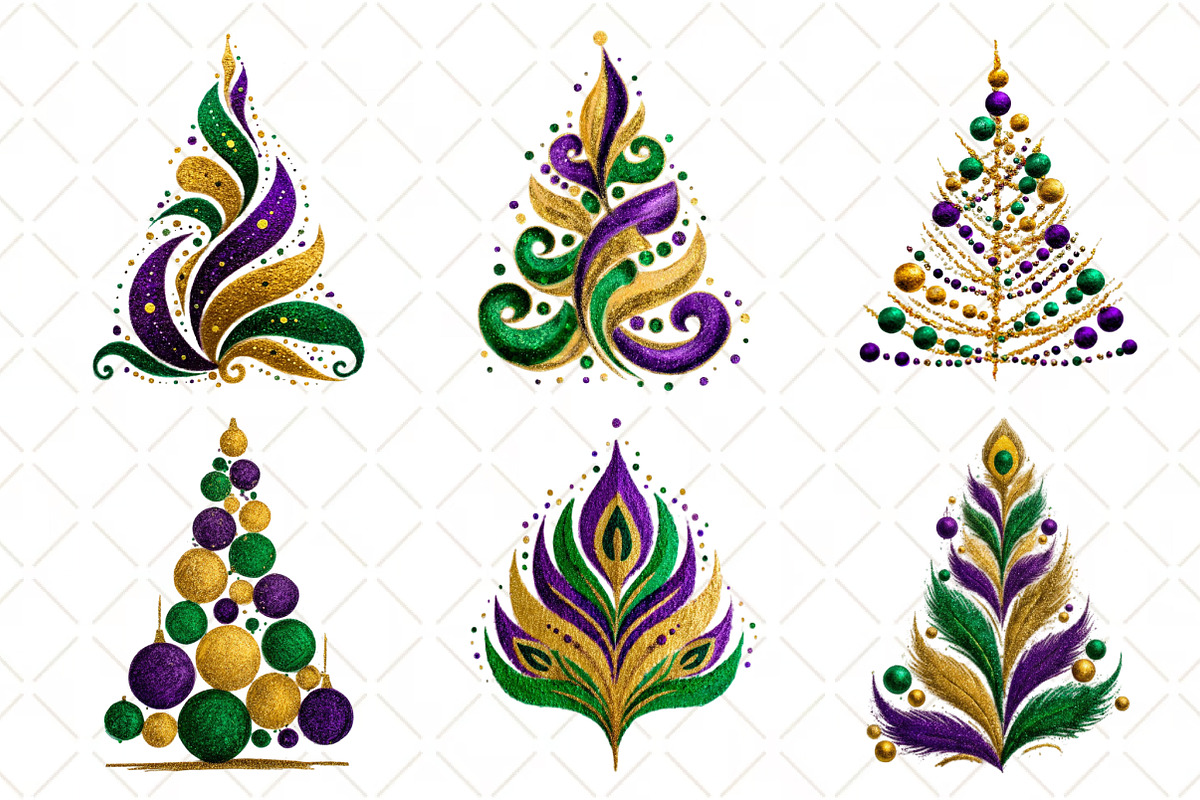 Mardi Gras Tree Clipart, an Illustration by Black Bird Studio (Photo 3 of 7)