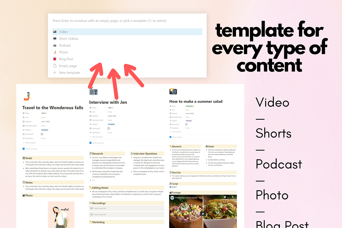 Content Creator Notion Template, a Social Media Template by studiorach (Photo 5 of 6)