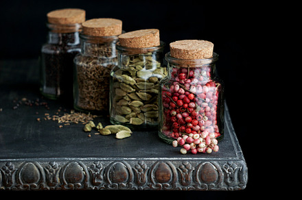 spices in bottles, variety of differ, a Food & Drink Photo by sweetcarrot