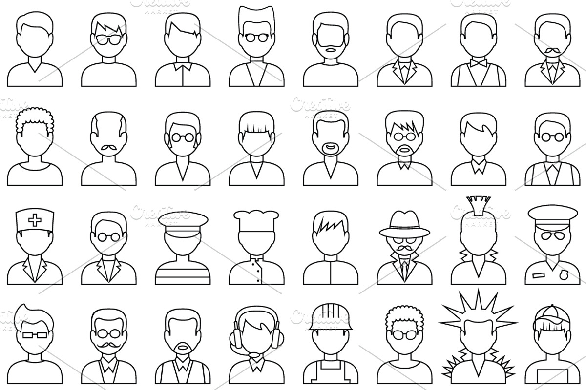 People outline avatar icons, an Outline Icon by Gurza SHOP (Photo 3 of 3)