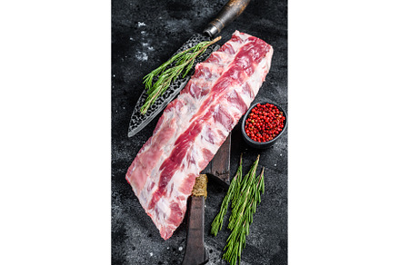 Fresh Raw pork rack spare ribs with