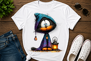 Witchy Black Cats Halloween Clipart, a Seasonal Illustration by CreationArt (Thumbnail 4 of 7)