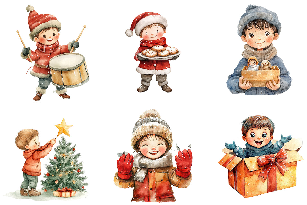 Christmas Boys Clipart, an Illustration by DreamArtGraphic (Photo 5 of 6)